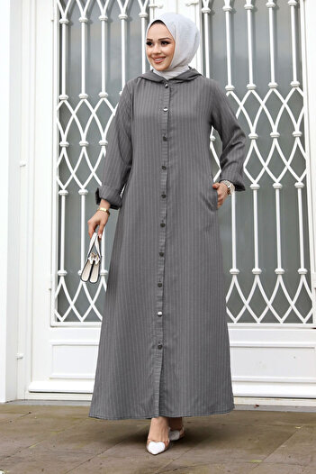 Tesettür Dünyası Ahsen Buttoned Cap TSD240103 Gray