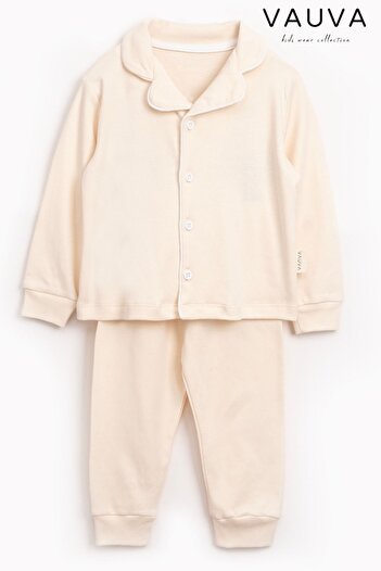 Vauva Baby Girl and Boy Pajamas Set 100% Cotton Front Button Nightgown Set