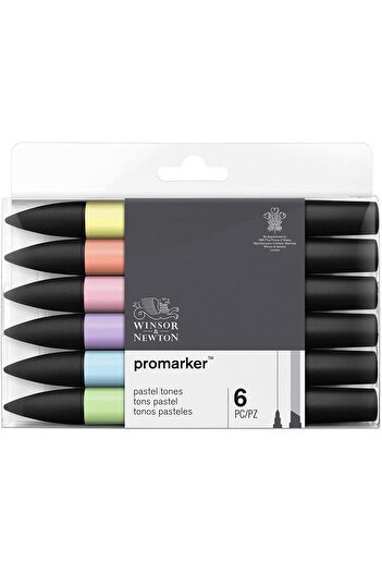 Winsor Newton Promarker Set of 6 Pastel Tones - 4B - A3 - Sheet Papers - Architecture Pen