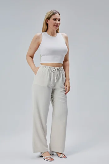 Symirna Viscose Linen Blended Woven Women's Trousers