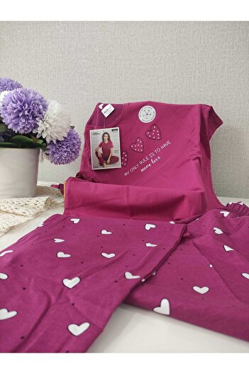 Mihra Compact Penye Fuşya Renk Kadın Pijama Takımı Sm-l-xl 2xl 90752