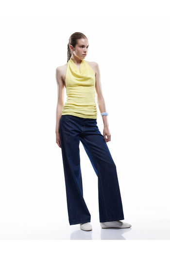 Koton Flounce Neck Asymmetrical Slim Fit Draped Tank Top