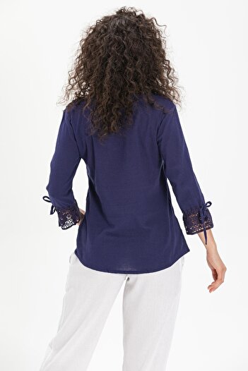 Eliş Şile Bezi Zehra Sile Cloth Summer Blouse Purple Purple