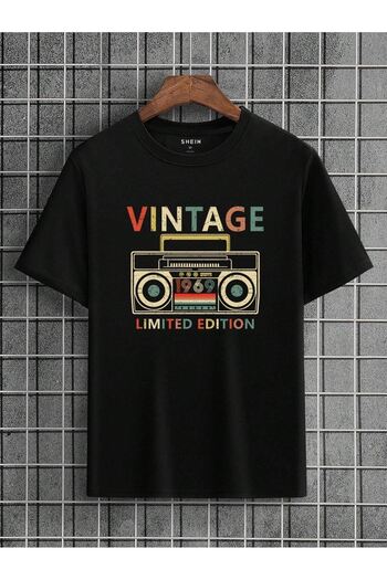 CLAYES Vintage 1969 Single Jersey T-Shirt - Black Printed Oversize Crew Neck T-Shirt