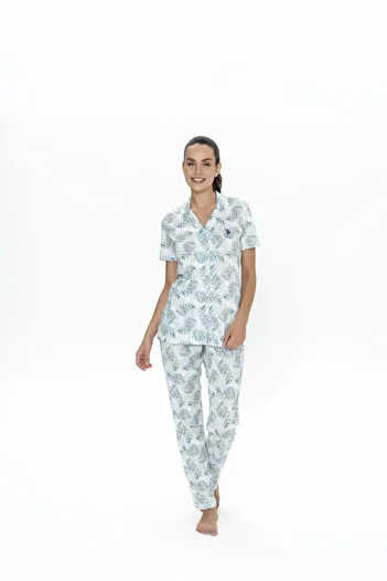 U.S. Polo Assn. Costum de pijama cu nasturi pentru femei Polo Us, 50% bumbac 50% modal