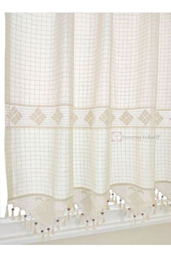 TUNCAY TEKSTİL Buldan Work Hand Lace Monika Curtain 100% Cotton Authentic Woven Sunshade Curtain