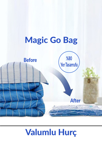 Magic Saver Bag 5 Adet XXL Beden (80x100)Cm Premium Vakumlu Yorgan,Yastık,Giyim,Battaniye Hurcu
