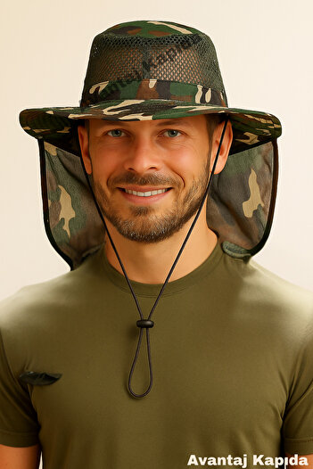 Avantaj Kapıda ®   Uv Protection Neck Collar Hat – Mesh Keeping Cool, Windproof Light Brown