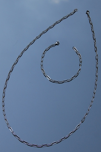 Rua Jewelry Çelik Ataş Zincir Kolye&bileklik Set 4 Mm Gümüş Renk| Kararmaz , Unisex , 2 Yıl Garantili