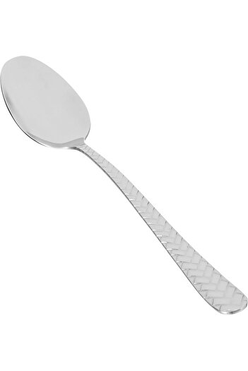 Alsaif Gallery Saif Gallery Stainless Steel Spoon Set, Engraved, 24 Pieces - Silver