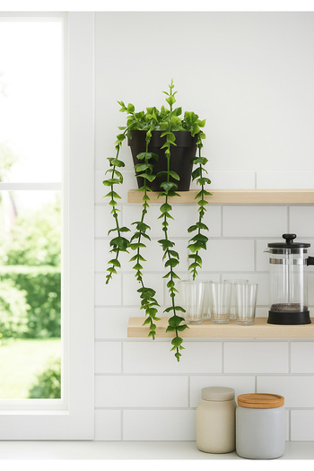 HOMİNG Homing Artificial Pendant Lamp Black Potted Green Plant Eucalyptus Style 241418
