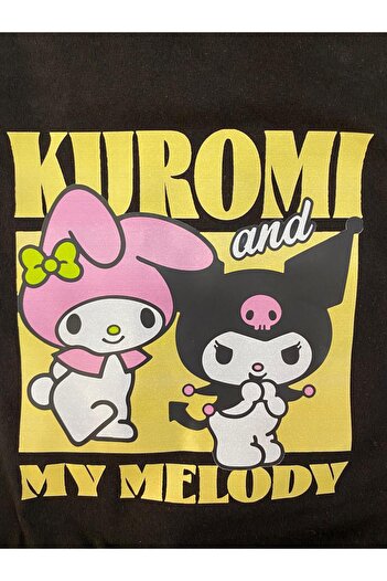 ESİLA KİDS Girl's Suit Kuromi Printed Black T-Shirt 2-Piece Leggings Suit Summer Casual Combination 3-7 Years Old