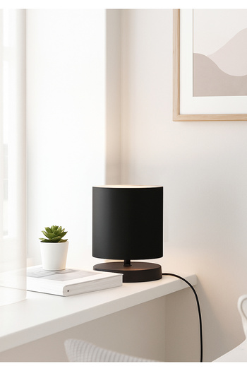 HOMİNG Black Mini Lampshade - Fabric with Design and Head