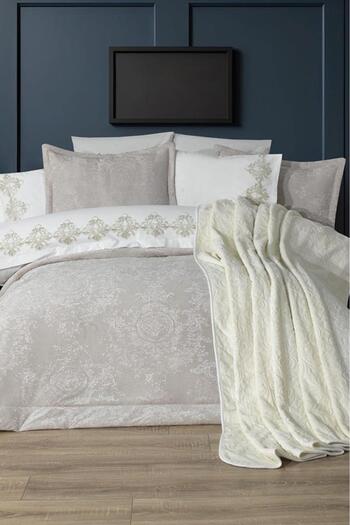 Çeyiz Diyarı Arbor 10 Piece Dowry Set with Blanket Cream