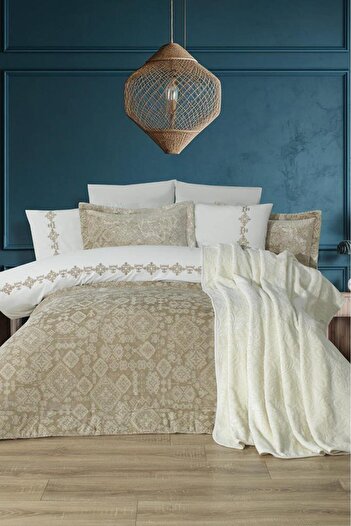 Çeyiz Diyarı Emila 10 Piece Blanket Dowry Set Beige