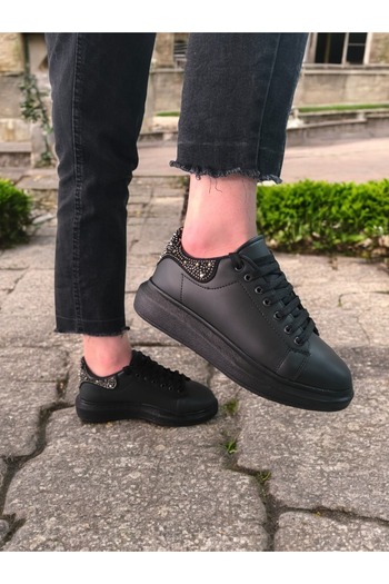 OBAY LİFE Pantofi sport ortopedici de zi cu zi pentru femei, negri, cu piatră pe spate NBR4066