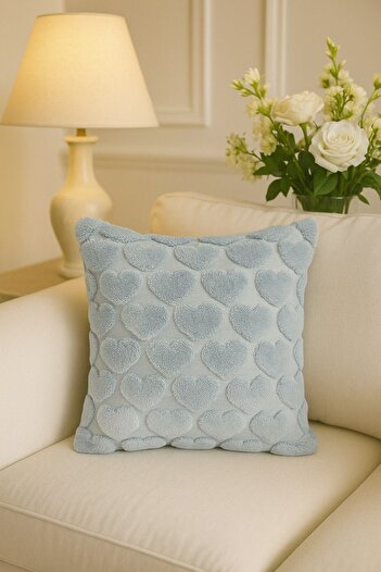 Arma House 1 Piece Gray Heart Fluffy Throw Pillow Cover 42X42 cm