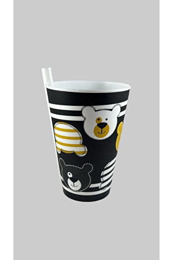 SİHİRLİ AYAKLAR Yummy Fun Patterned Glass with Straw 400ml