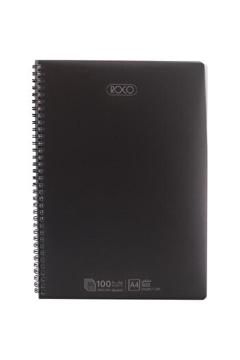 Roco Notebook – A4 Size, 100 Sheets, Double Ruled, Black Cover