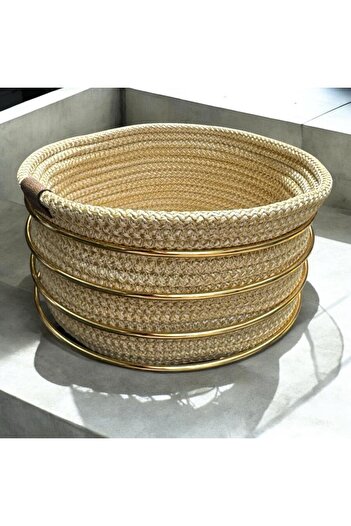 Peramari Decorative Metal Knitted Bread Basket Yellow