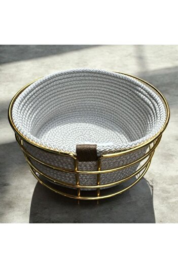 Peramari Decorative Metal Knitted Bread Basket White