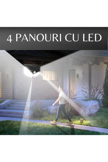 Generic Set 4 lampi solare exterior, ABS, Negru
