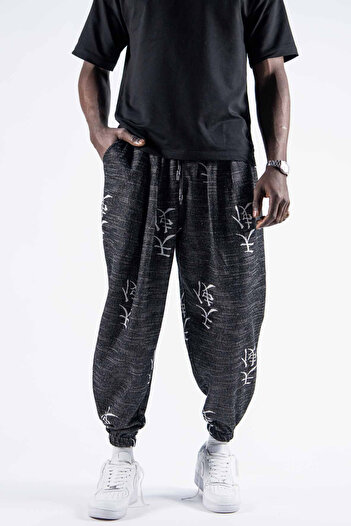 Superbluemexico Men's Loose Baggy Smoked Baggy Jogger Pants