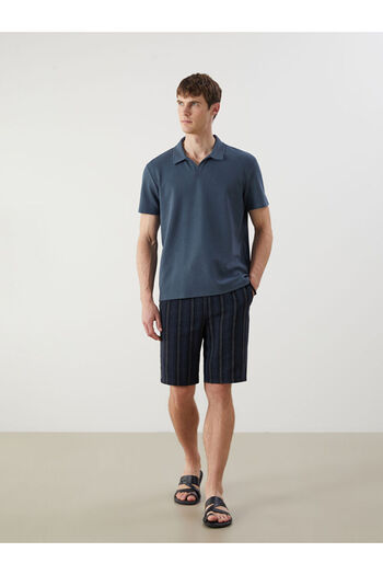 LC Waikiki Navy Blue Standard Fit Striped Men's Shorts