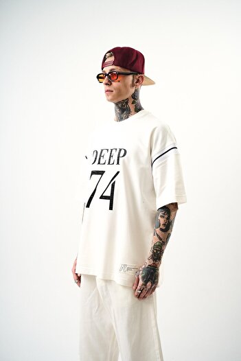 Respire Ανδρικό μπλουζάκι Deep 74 Printed Oversize Λευκό