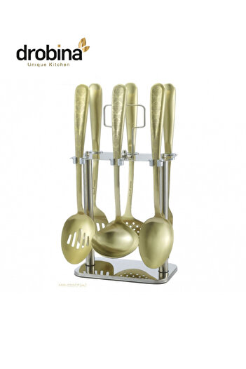 drobina Dropina 7-Piece Stainless Steel Spoon Set, Matte Gold