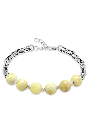 Tesbihane King Chain Sphere Cut Silver Color Dorica Ball Decorated King Seccer Drop Amber Men's Bracelet