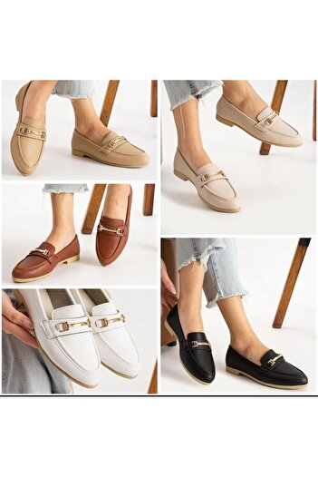 FLARF Women's Ballerina Buckle Detailed Stylish Anatomical Ballerina Shoes Comfortable Sole Daily Business Office Ballerina