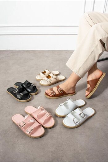 FLARF Double Buckle Daily Comfortable Outdoor Indoor Slippers Summer Slippers