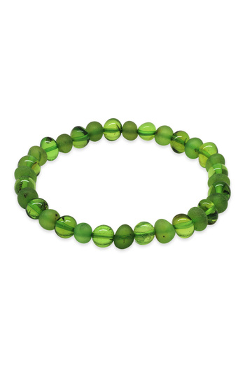 Tesbihane Emerald Green Wheel Cut Natural Drop Amber Men's Bracelet