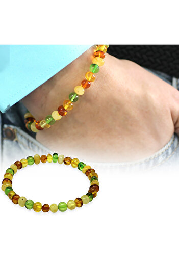 Tesbihane Pastel Color Natural Form Natural Drop Amber Men's Bracelet