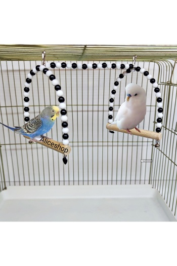 aliceshop Fan Colorful 2-Piece Bird Swing Perch Toy