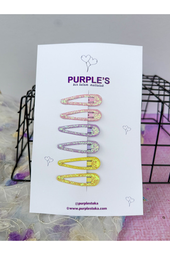 PURPLE'S BİR TUTAM MUTLULUK Set of 6 Glitter Snap Buckles 2 // Mother Baby Kids Women's Buckle