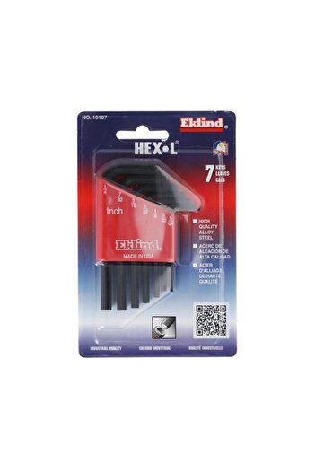 Generic Eklind 7-Piece High-Quality Durable Compact L-Shaped Hex Key Set Black 10107