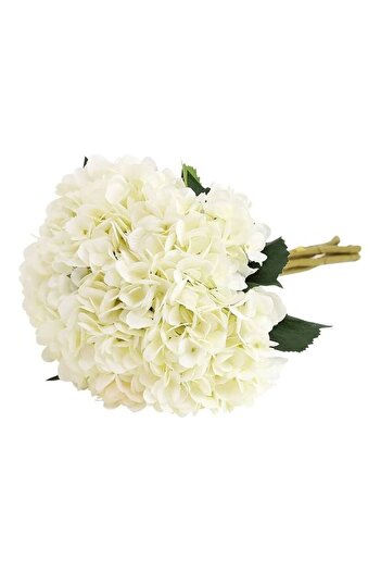 Generic XiuWoo 5-Piece Artificial Hydrangea Flower Realistic Single Long Stem White/Green
