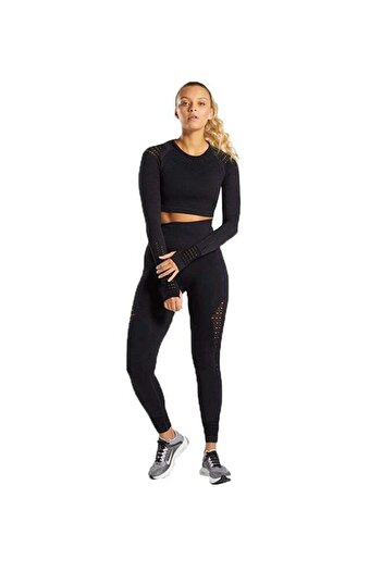 Generic Sports Long Sleeve Elastic Hollow Yoga Set Black