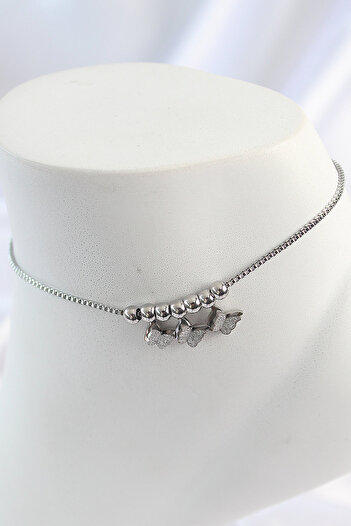 Toptan Bulurum 316L Steel Silver Color Silvery Model Women's Anklet