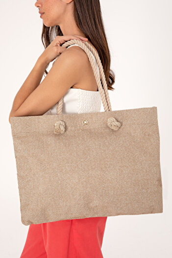 U.S. Polo Assn. Women's Beige Straw Shoulder Bag 50311466-Vr011
