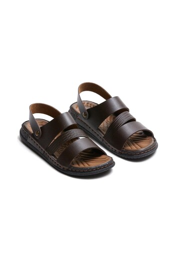 GEZER Men's Faux Leather Comfortable Sole Daily Slippers Sandals (Take a Smaller Size One Size Bigger)