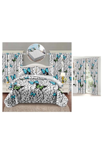 CHIRASO CHIRASO 6-Piece Bedding Set, with Drapery, Fitted Sheet 140x200, Duvet Cover, 2 Pillowcases