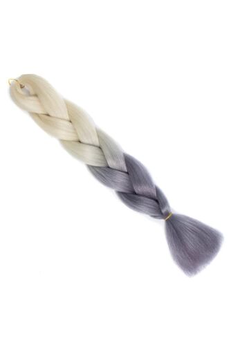 WNY Synthetic Colored Hair Extensions for Braids - Ombre Light Blond/Light Gray, 105g, 63cm