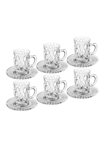 Dania Glass Tea Cup and Saucer Set - 12 Pieces (6 Cups + 6 Saucers)