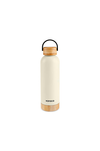 Karaca Woody Steel Leakproof Thermos 500 ml Cream