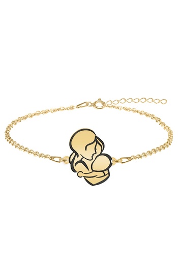 BijuBOX Bratara personalizata mama si copilul din argint 925 placat cu aur galben 24K - Grace - BijuBOX