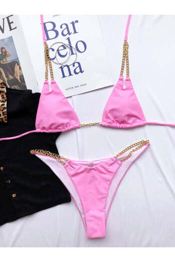 WildFashion 2-piece swimsuit accessorized with metal chains SW2304-5