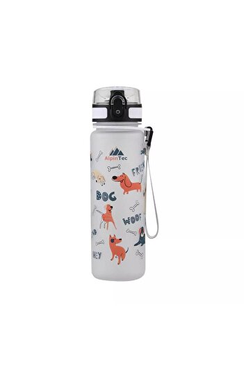 AlpinTec Dog Patterned Gray Tritan Children's Water Bottle 500 ml